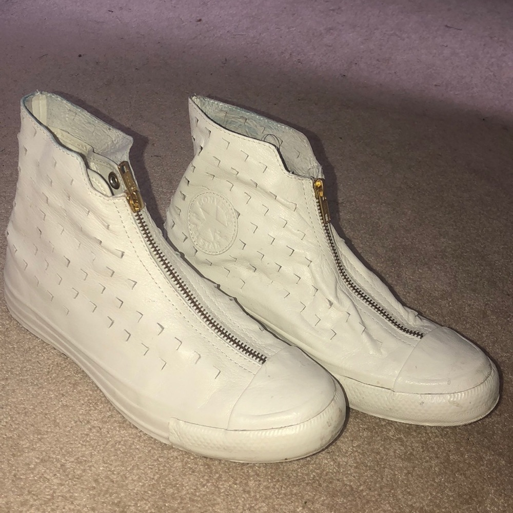 ***SOLD*** Leather cutout converse high tops